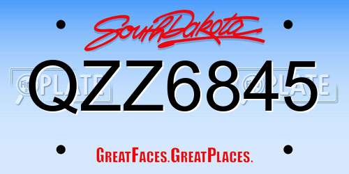QZZ6845 South Dakota License Plate