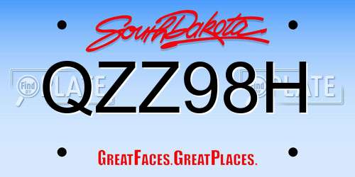 QZZ98H South Dakota License Plate