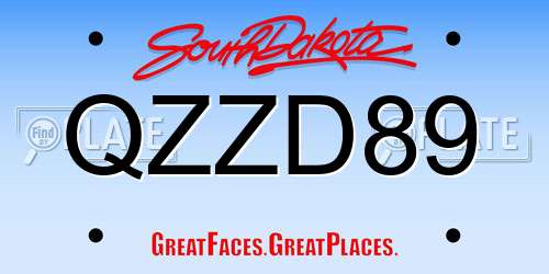 QZZD89 South Dakota License Plate