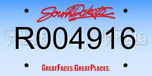 R004916 South Dakota License Plate