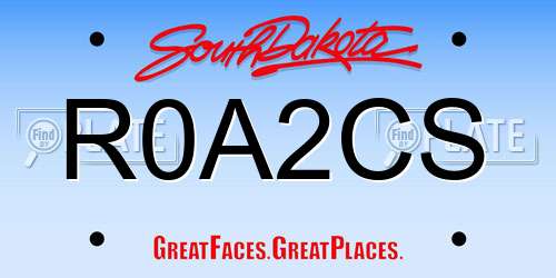 R0A2CS South Dakota License Plate