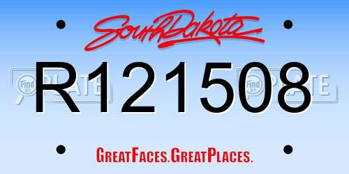 R121508 South Dakota License Plate