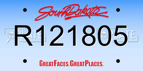 R121805 South Dakota License Plate