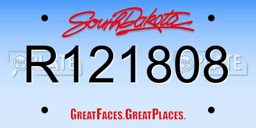 R121808 South Dakota License Plate