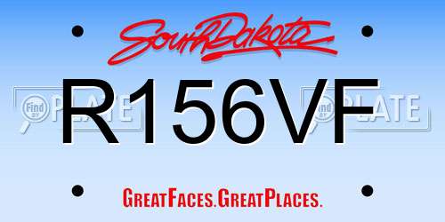 R156VF South Dakota License Plate