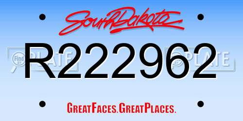 R222962 South Dakota License Plate