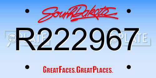 R222967 South Dakota License Plate