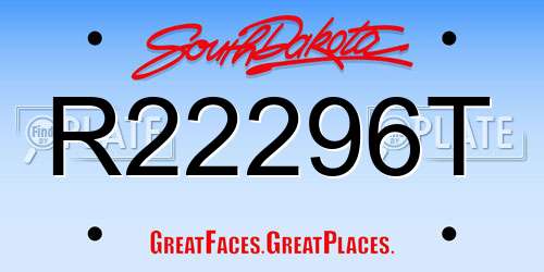 R22296T South Dakota License Plate