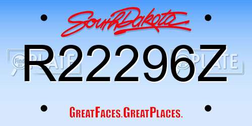 R22296Z South Dakota License Plate