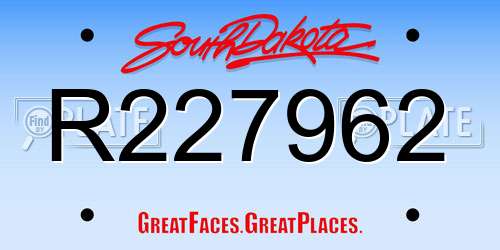 R227962 South Dakota License Plate