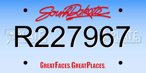R227967 South Dakota License Plate