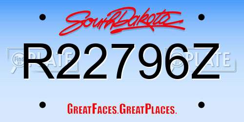 R22796Z South Dakota License Plate