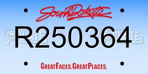 R250364 South Dakota License Plate