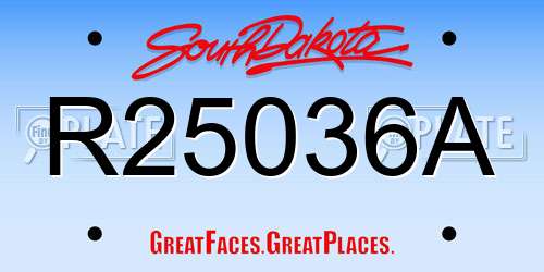 R25036A South Dakota License Plate