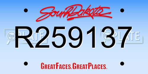 R259137 South Dakota License Plate