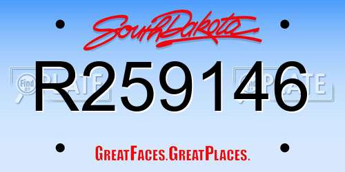 R259146 South Dakota License Plate
