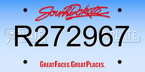 R272967 South Dakota License Plate