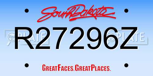 R27296Z South Dakota License Plate