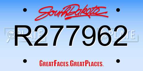 R277962 South Dakota License Plate
