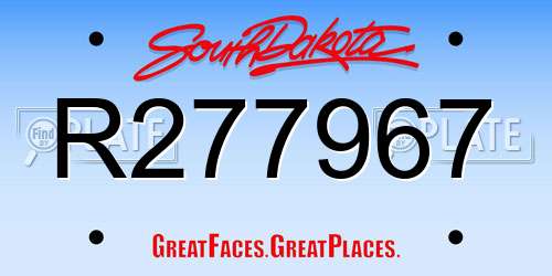 R277967 South Dakota License Plate