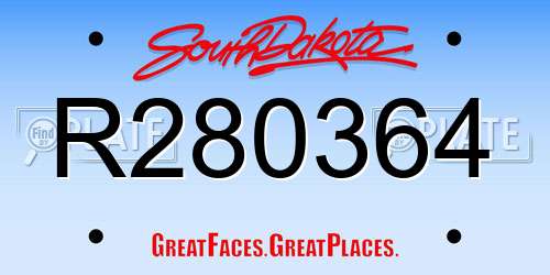 R280364 South Dakota License Plate