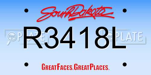 R3418L South Dakota License Plate