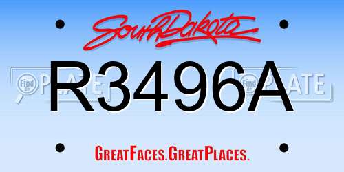 R3496A South Dakota License Plate
