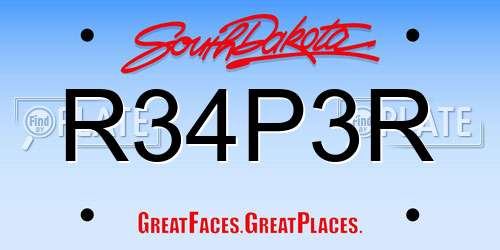 R34P3R South Dakota License Plate