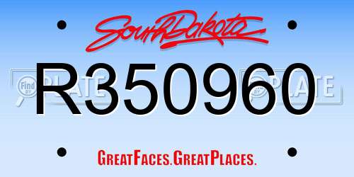 R350960 South Dakota License Plate