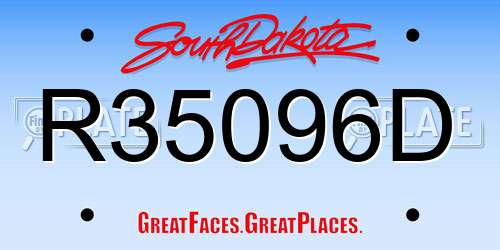 R35096D South Dakota License Plate