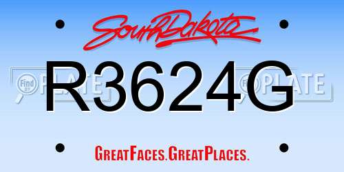 R3624G South Dakota License Plate