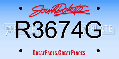 R3674G South Dakota License Plate