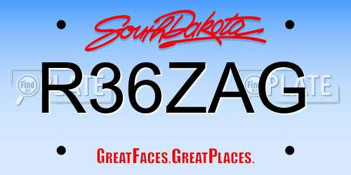 R36ZAG South Dakota License Plate