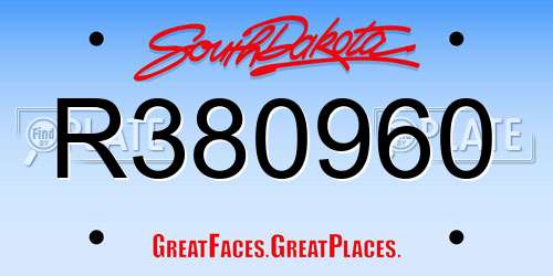R380960 South Dakota License Plate