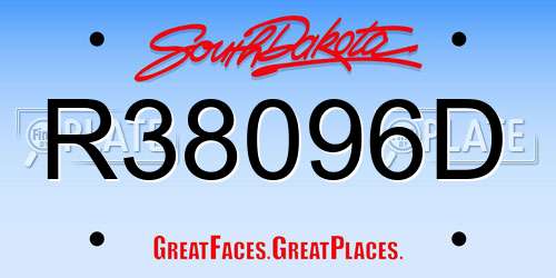 R38096D South Dakota License Plate