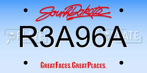 R3A96A South Dakota License Plate
