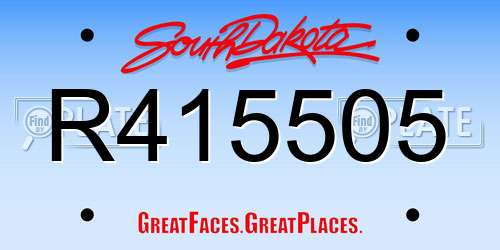 R415505 South Dakota License Plate