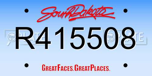 R415508 South Dakota License Plate