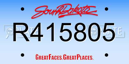 R415805 South Dakota License Plate