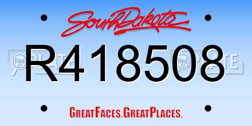 R418508 South Dakota License Plate