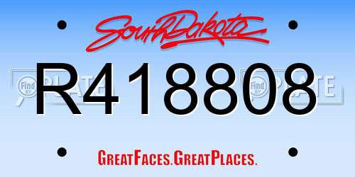 R418808 South Dakota License Plate