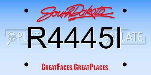 R4445I South Dakota License Plate