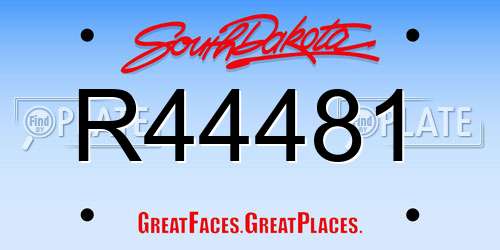 R44481 South Dakota License Plate