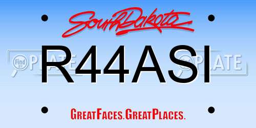 R44ASI South Dakota License Plate