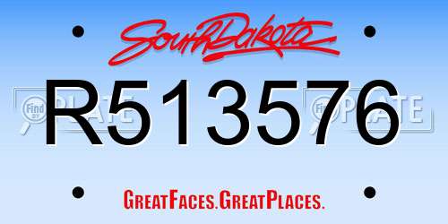 R513576 South Dakota License Plate