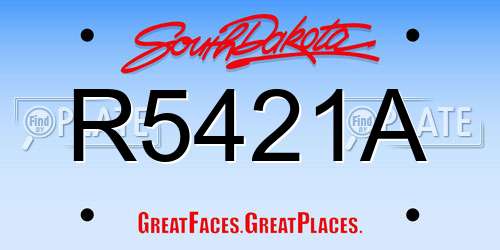 R5421A South Dakota License Plate
