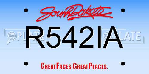 R542IA South Dakota License Plate