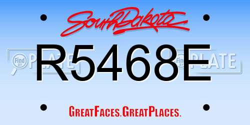 R5468E South Dakota License Plate