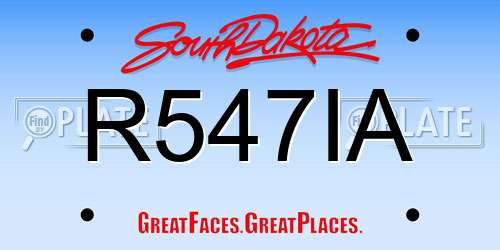 R547IA South Dakota License Plate