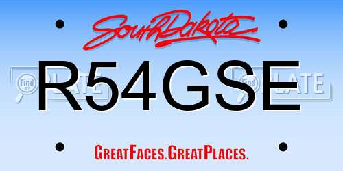 R54GSE South Dakota License Plate